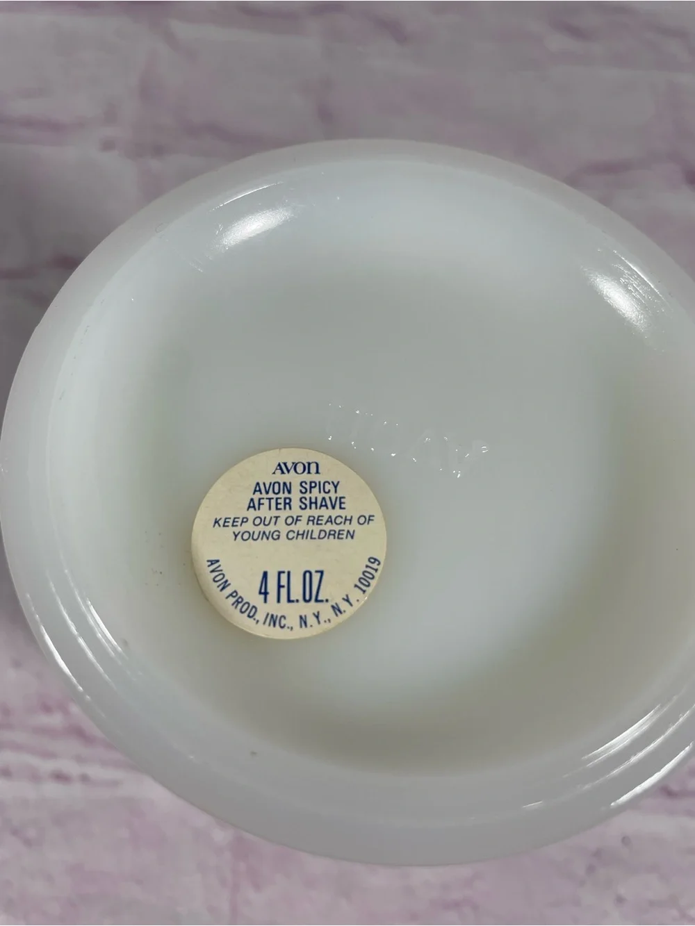 Vintage Avon Iron Horse Locomotive Train White Milk Glass Shaving Mug